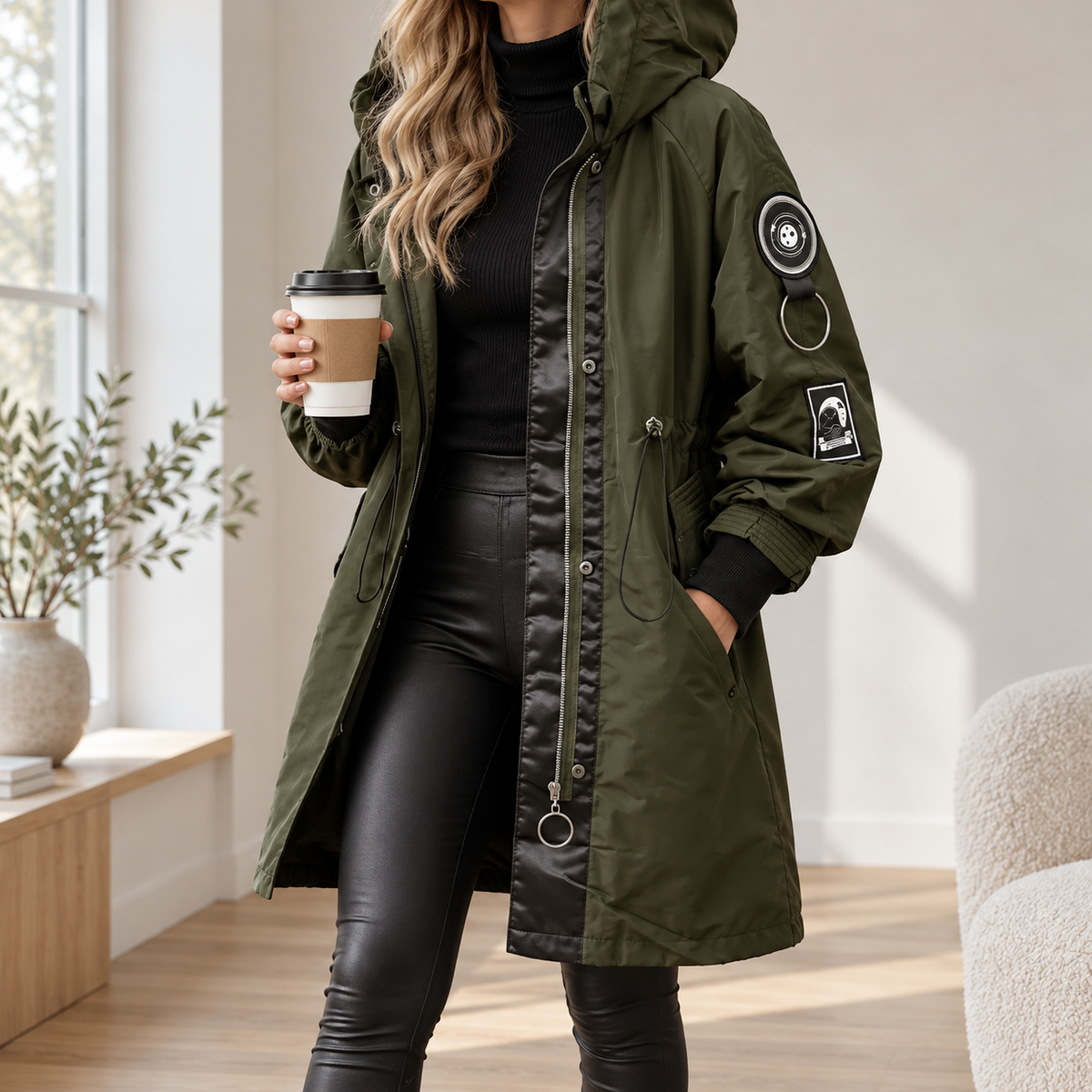 Veste à capuche Clarisse – Doublée & Coupe élégante