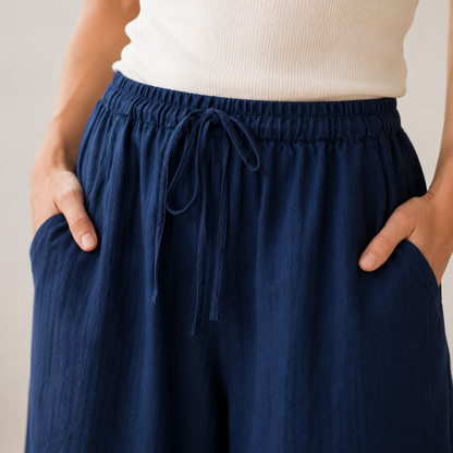 Pantalon palazzo Alva – Jambe large avec ceinture nouée