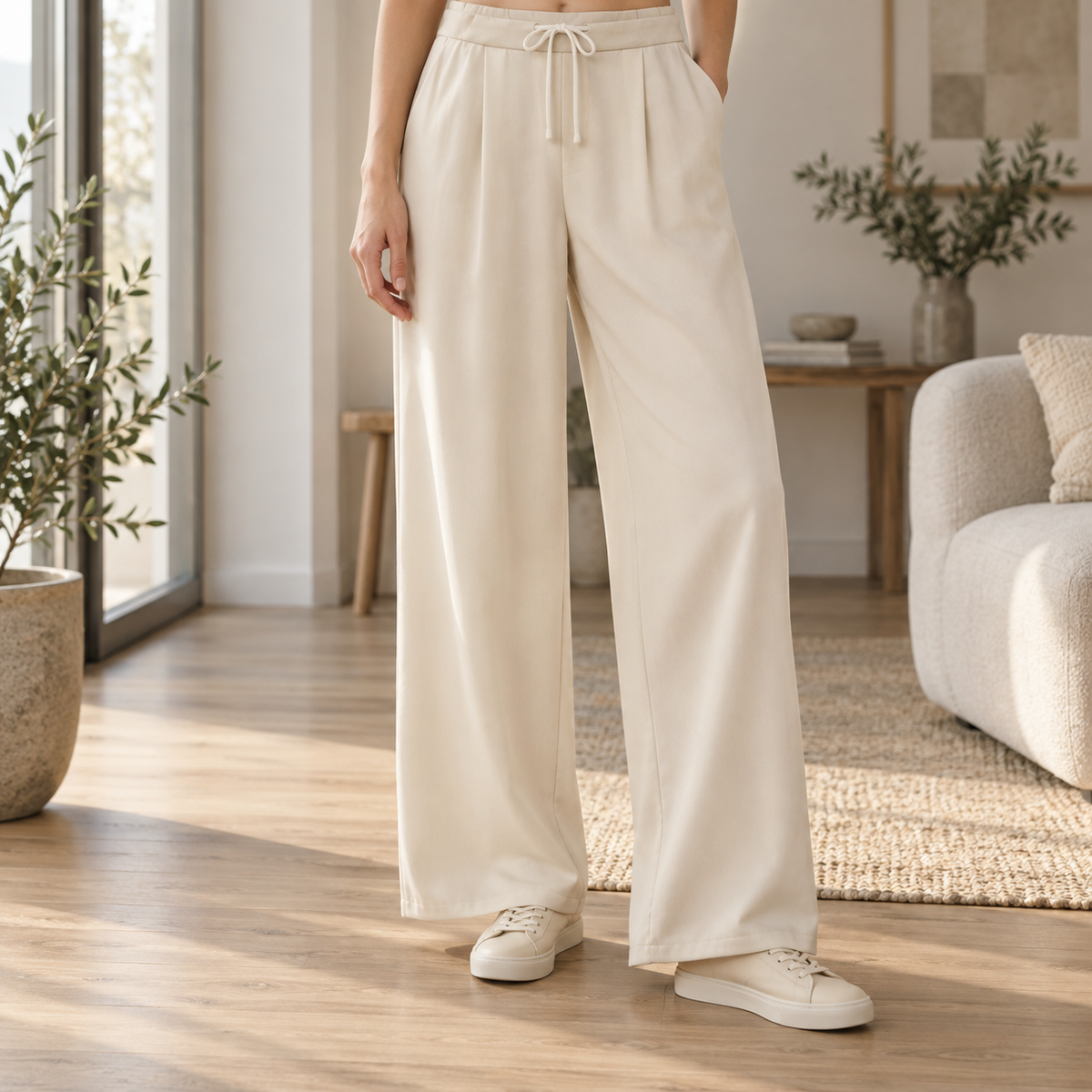 Pantalon large taille haute Célestine