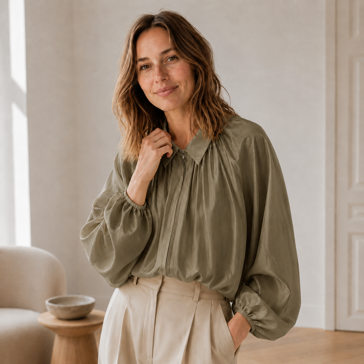 Chemisier oversize Lotte – Manches ballon & ourlet bouffant