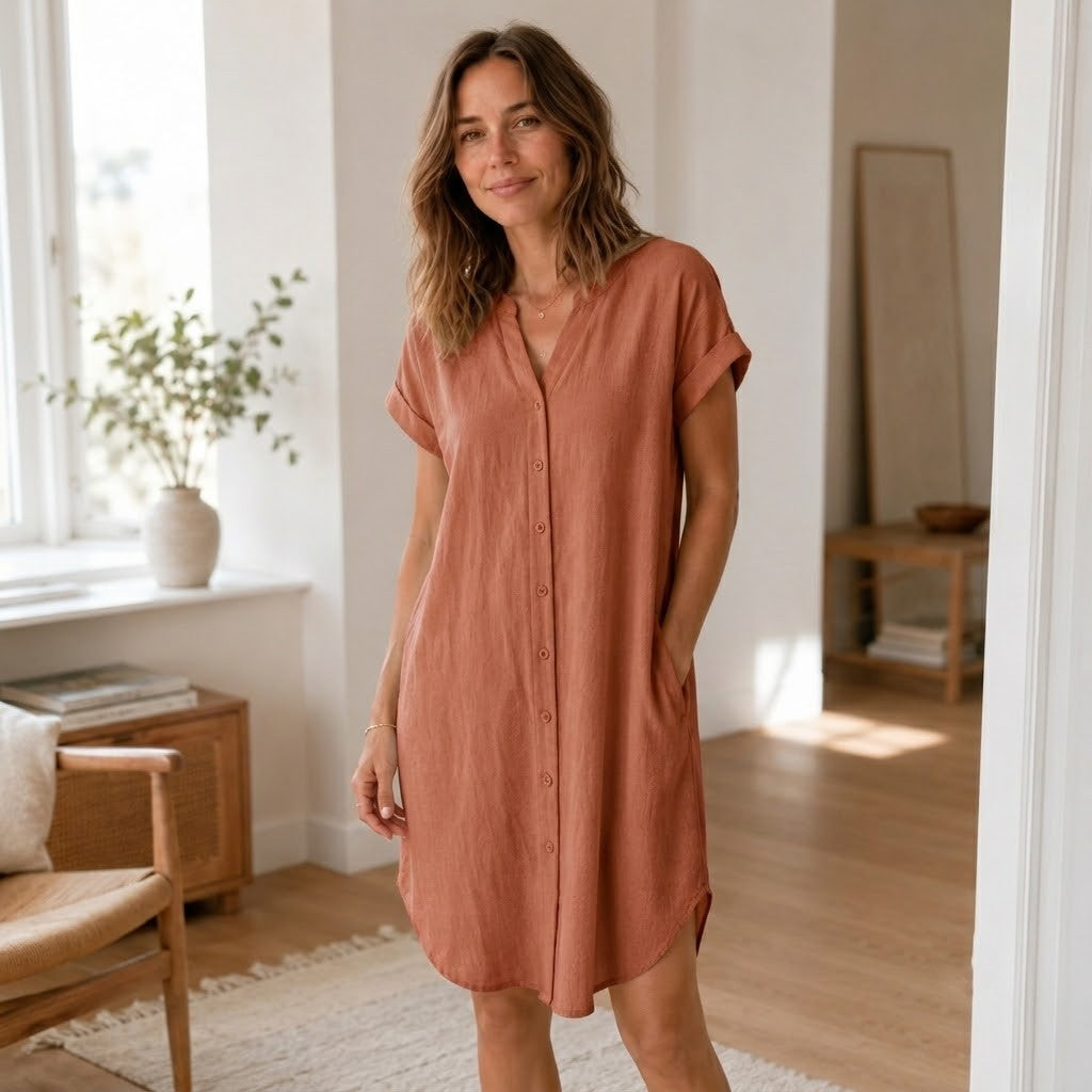 Robe tunique Liv – Décontractée, décolleté en V